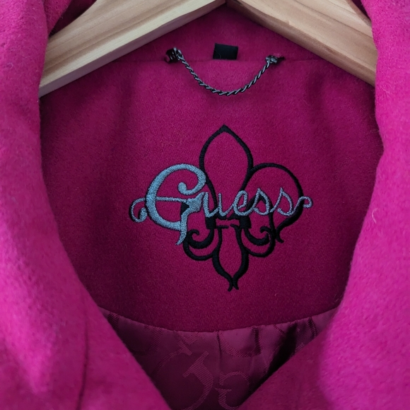 Guess Wool Long Peacoat, medium, sangria colored - Picture 12 of 13